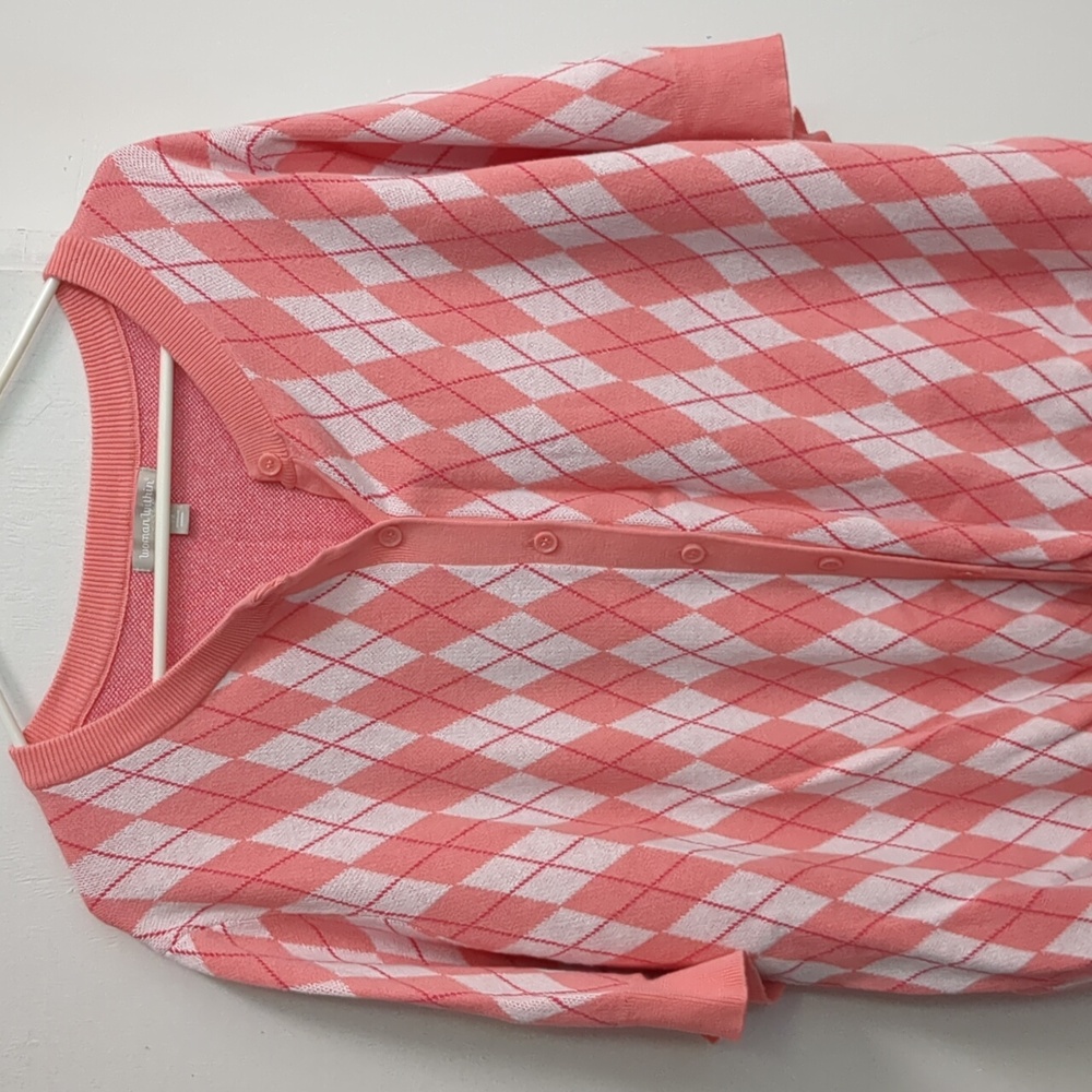 Woman's Within Pink and White Argyle Blouse